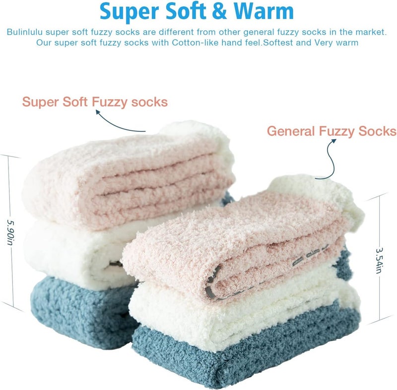 Bulinlulu Fuzzy Socks with Grips Plush Sleep Cozy Winter Soft Hospital Fluffy Socks Gifts for Womens Mens Gifts - Image 3